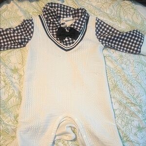 Classic White and Navy Kids One Piece